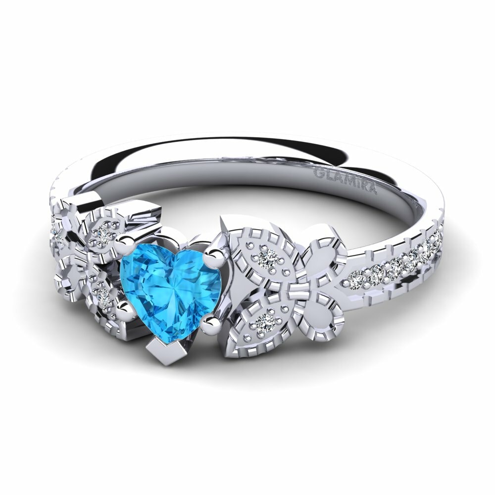 Anillos de compromiso Topacio azul Antiguo