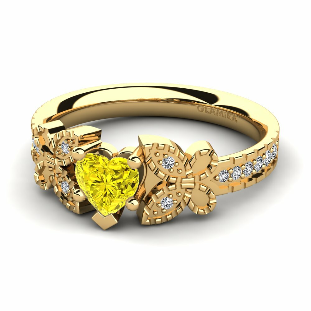 Bagues Or Jaune 18k Diamant Jaune Vintage