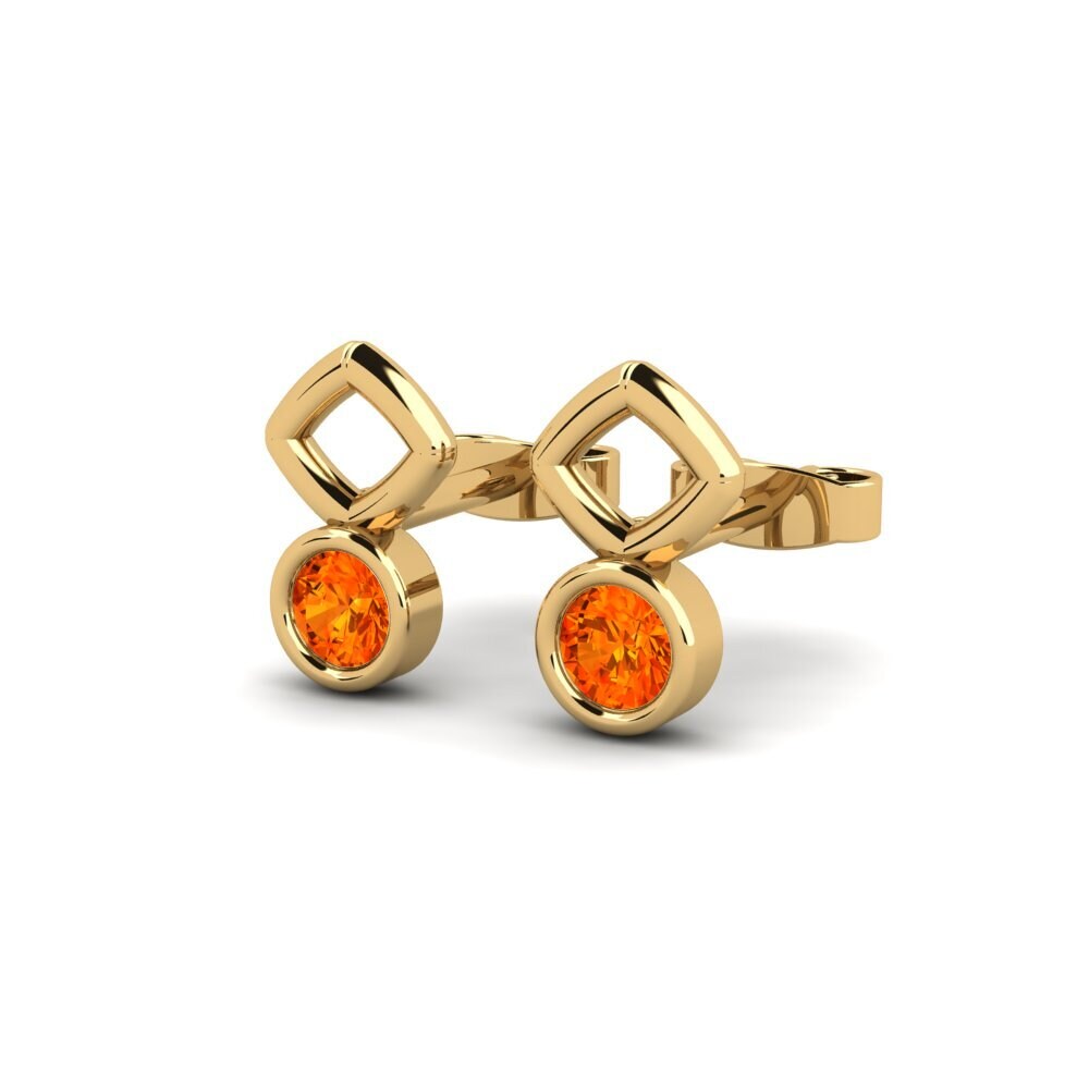 14ct Yellow Gold Orange Sapphire Women's Earring Fiestamol