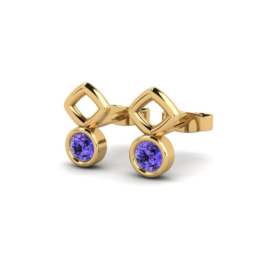 14ct Yellow Gold Tanzanite Women's Earring Fiestamol