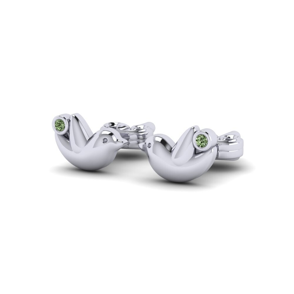 Platina 950 Diamante Verde Brinco Infantil Fila