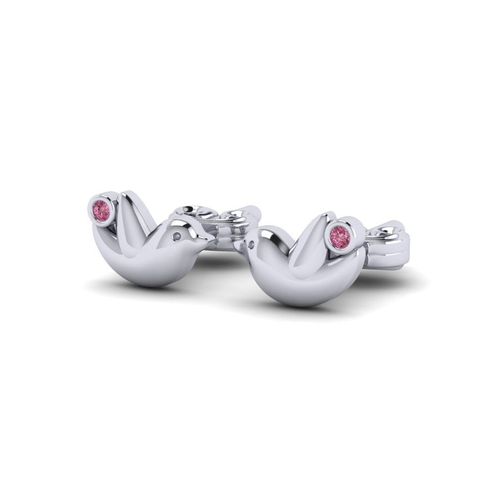 18k White Gold Rhodolite Garnet Kid's Earring Fila