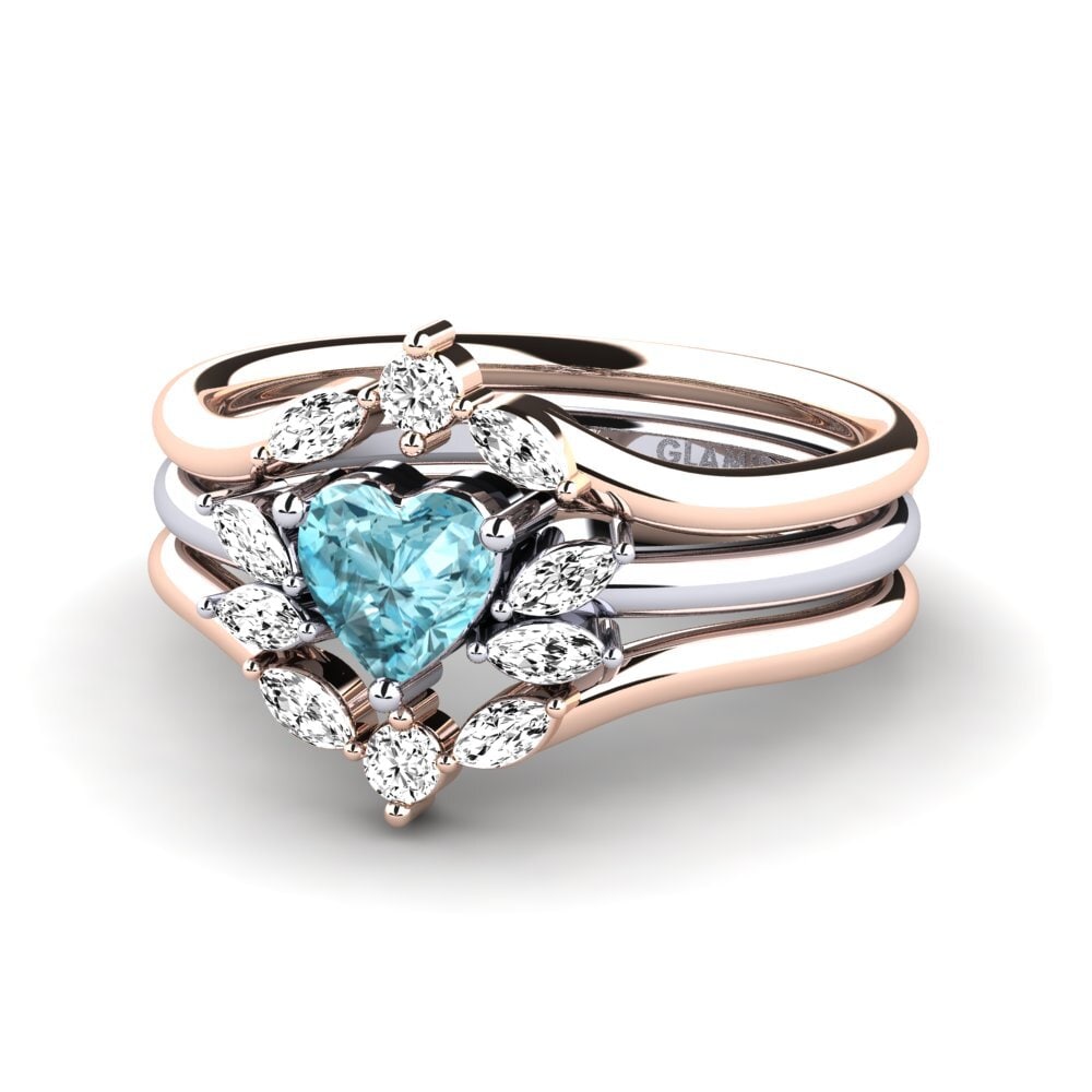 Corazón Circón Azul Anillo Finam SET