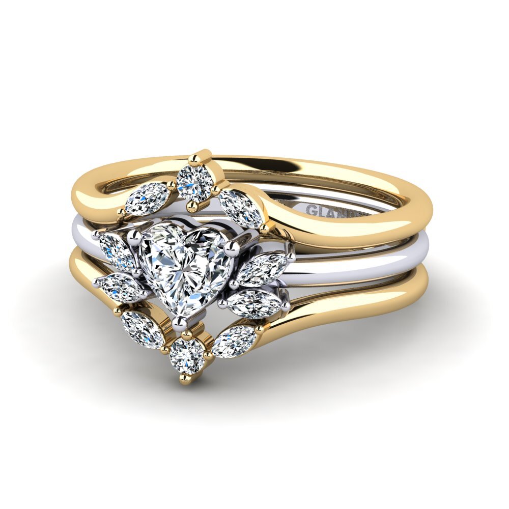 9k Oro Amarillo & Blanco Anillo Finam SET