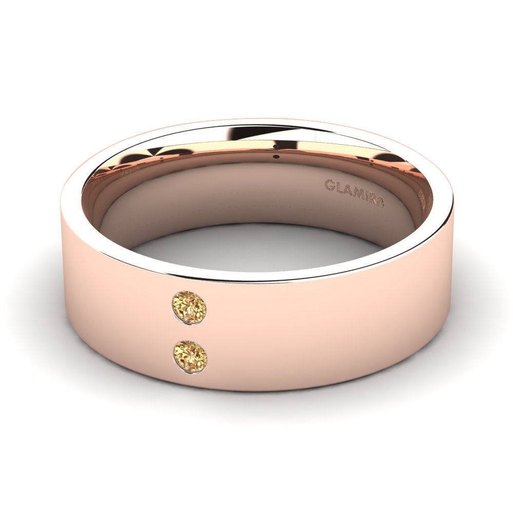 14ct Rose Gold Brown Diamond Men's Ring Fine Tune