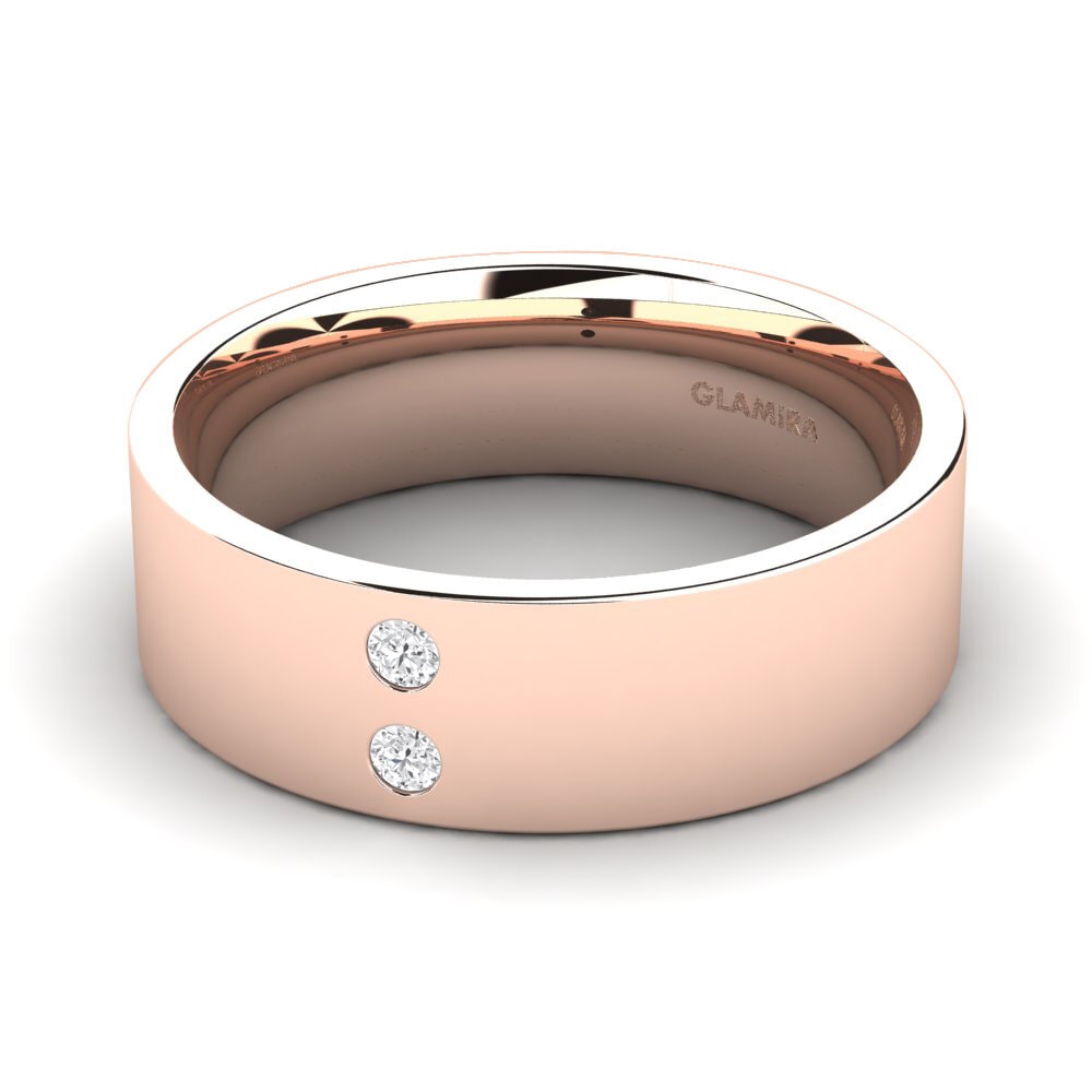 14ct Rose Gold White sapphire Men's Ring Fine Tune