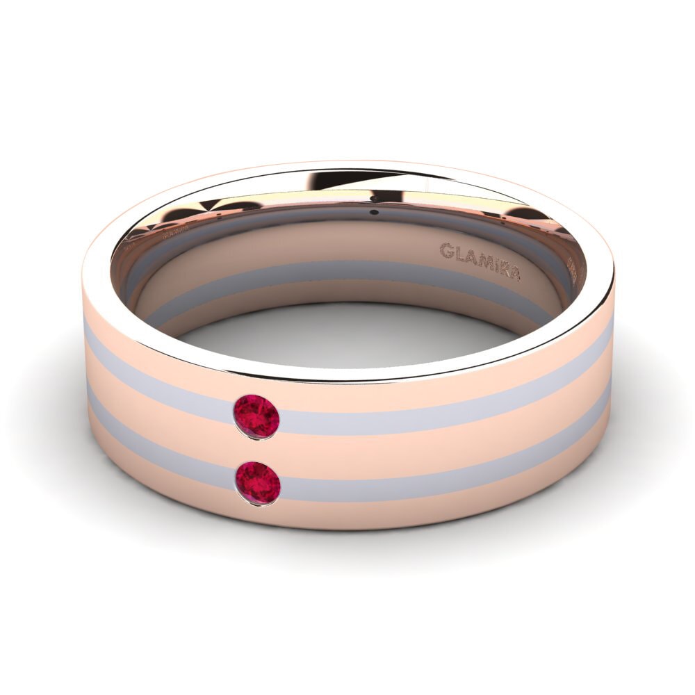 14ct Rose & White Gold Ruby Men's Ring Fine Tune