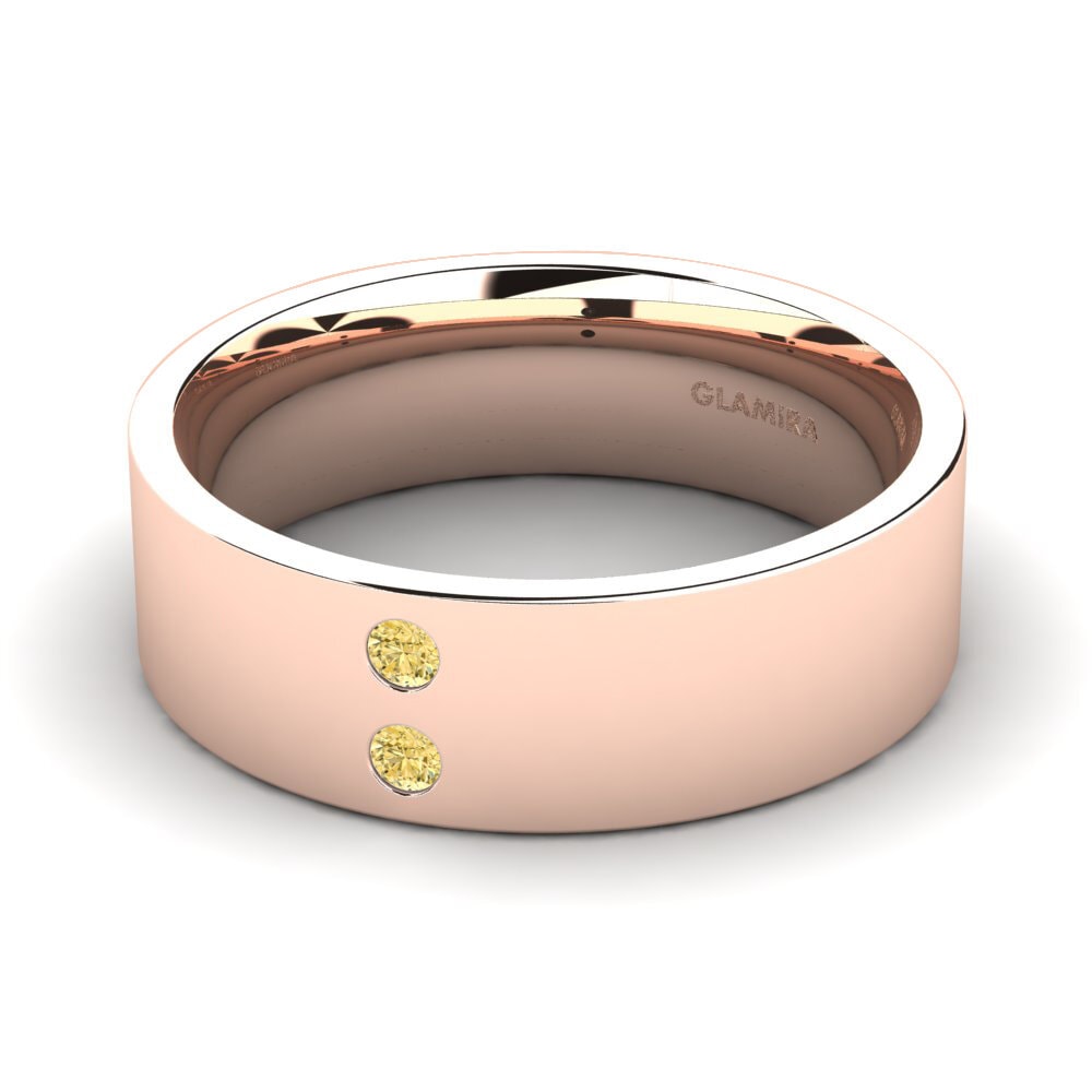 Oro Rosso 750 Diamante Giallo Anello da uomo Fine Tune