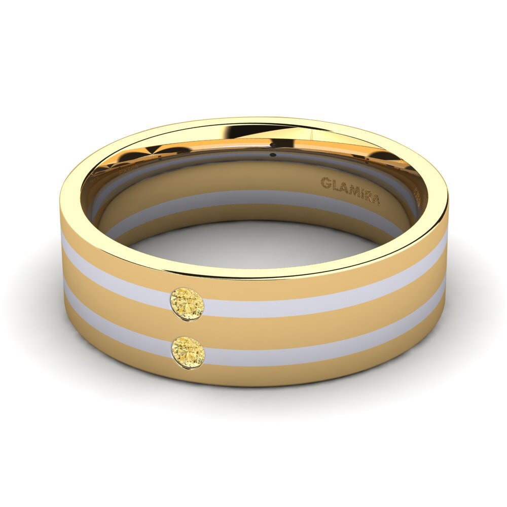 Oro Giallo & Bianco 585 Diamante Giallo Anello da uomo Fine Tune
