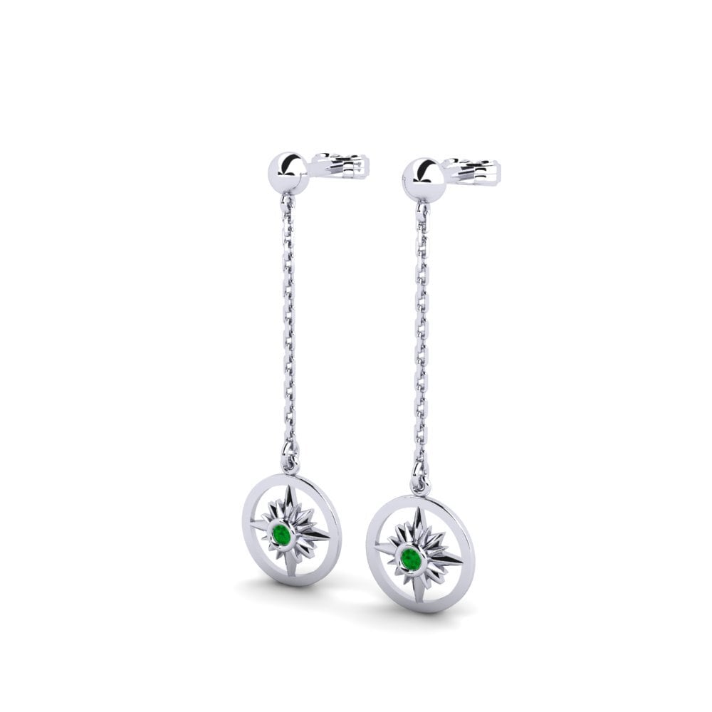 Plata 925 Esmeralda Pendiente de mujer Finifugal