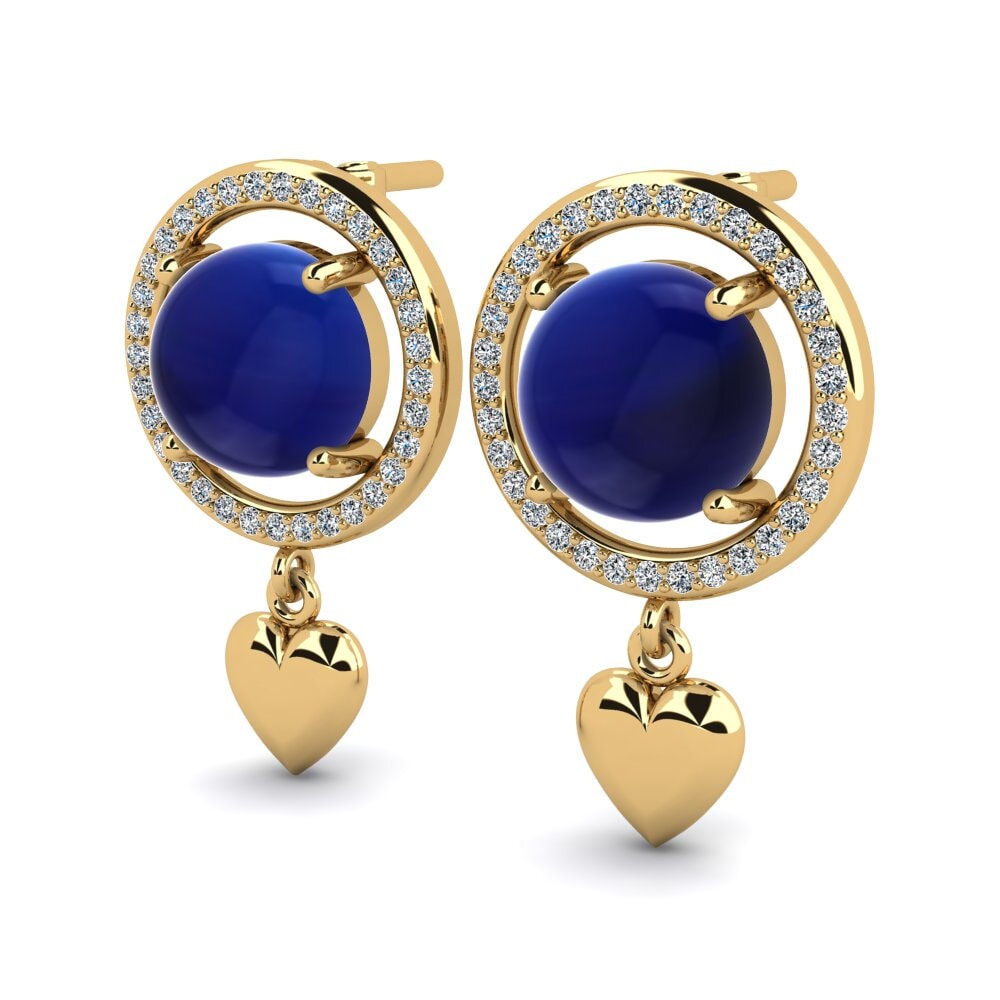14ct Yellow Gold Cabochon Sapphire Women's Earring Fiora