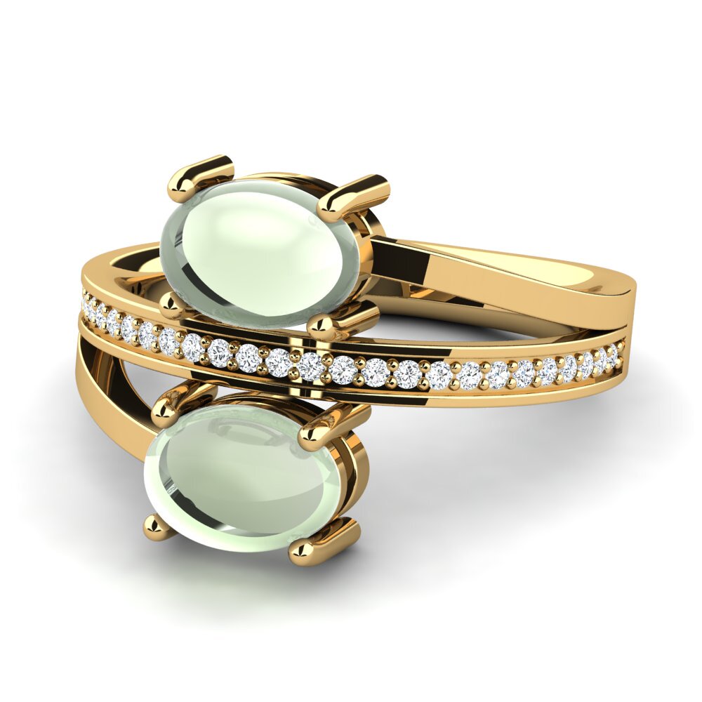 Cabochon Ametista Verde Anel Fiorentina