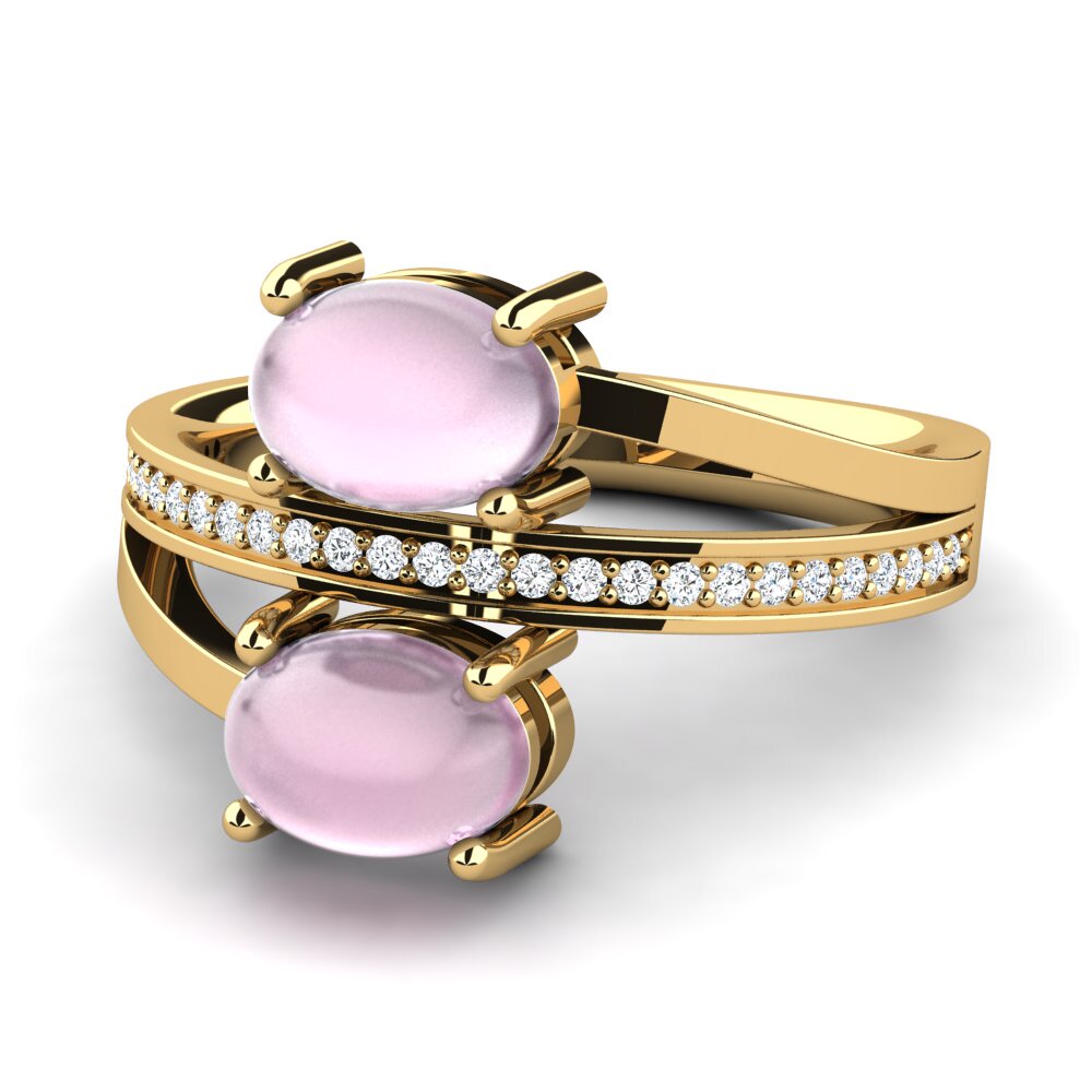 Cabochon Quartzo Rosa Anel Fiorentina