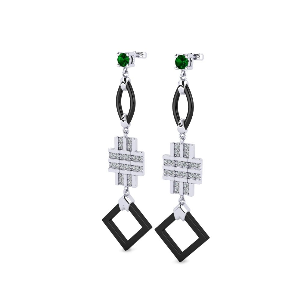 White Silver Green Zirconia Women's Earring Fitnete