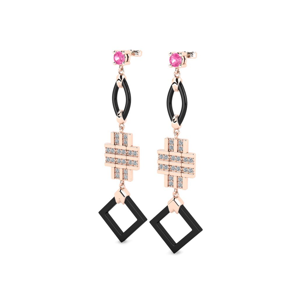 14k Oro Rosa Zafiro Rosado Pendiente de mujer Fitnete