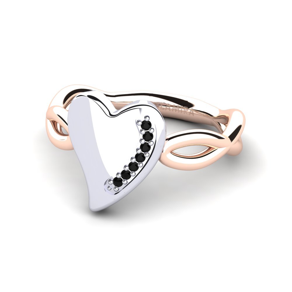 9ct Rose & White Gold Black Diamond Ring Flaine