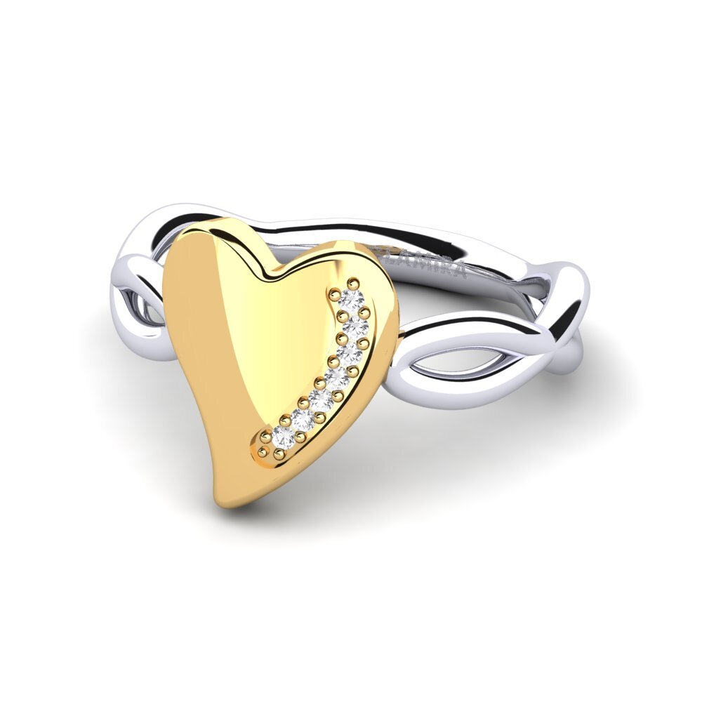 14ct White & Yellow Gold White sapphire Ring Flaine