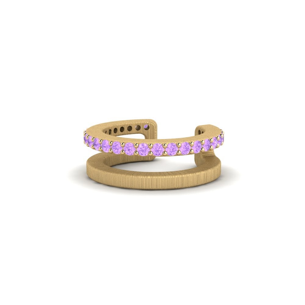 14ct Yellow Gold Amethyst Men's Ear Cuff Flam