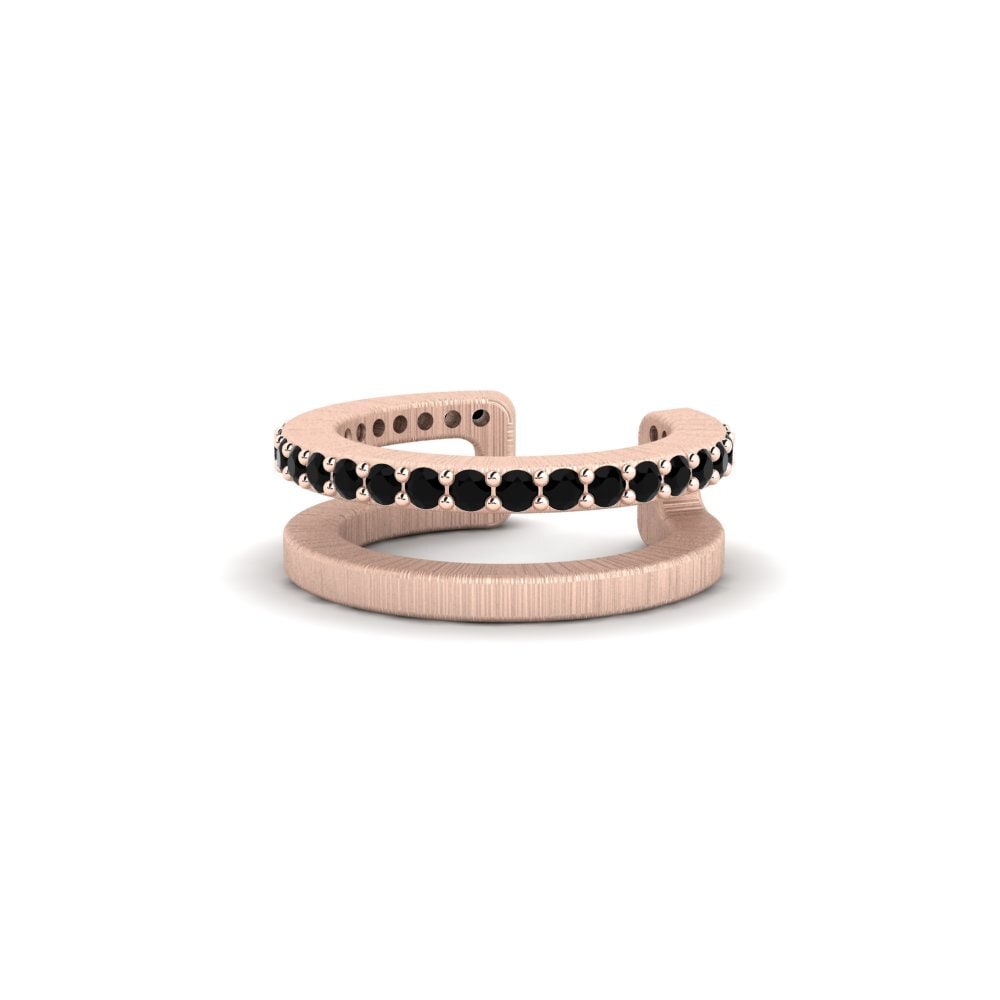 18ct Rose Gold Black Onyx Men's Ear Cuff Flam