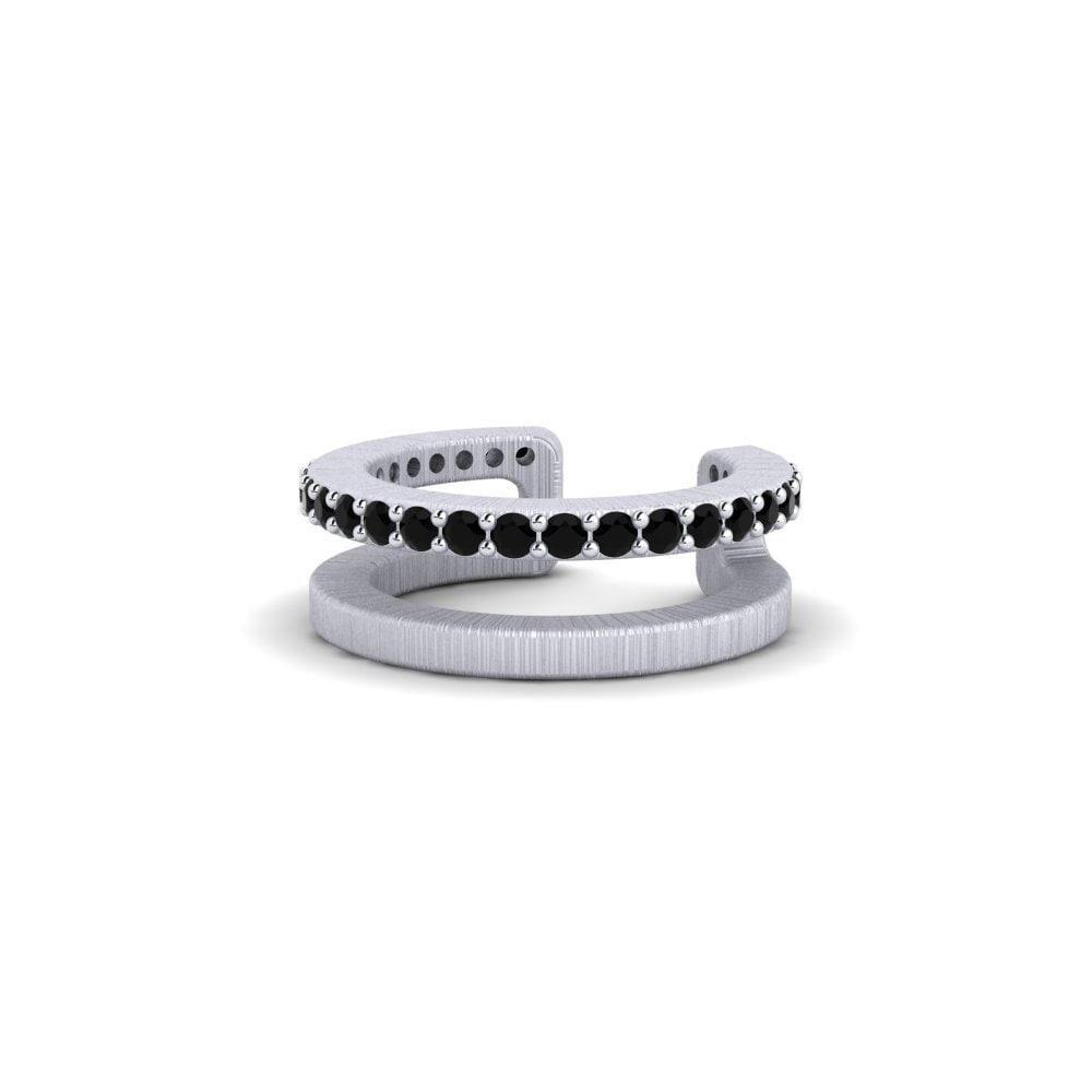 9ct White Gold Black Sapphire Men's Ear Cuff Flam
