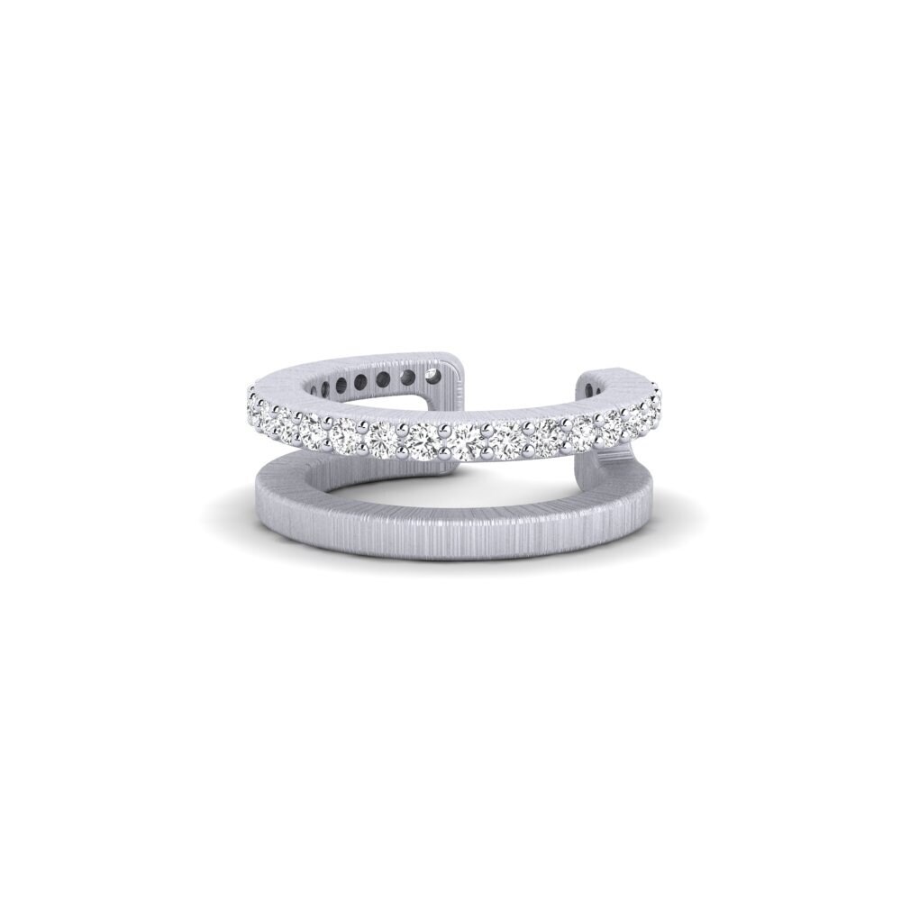 9ct White Gold White sapphire Men's Ear Cuff Flam