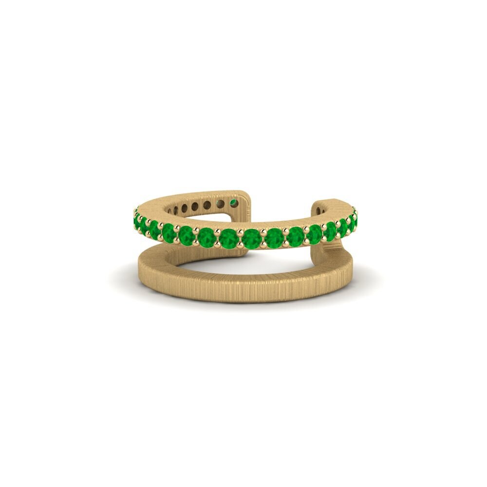 14ct Yellow Gold Emerald Men's Ear Cuff Flam