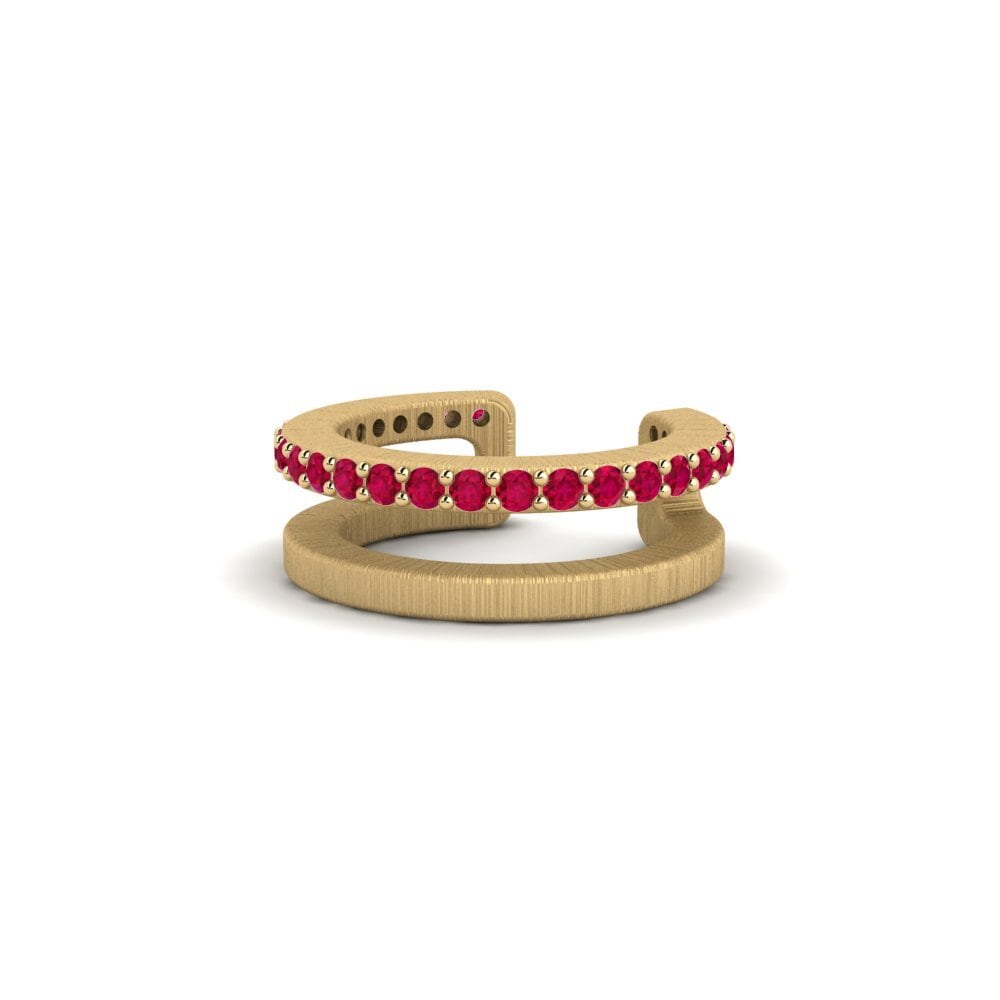14ct Yellow Gold Ruby Men's Ear Cuff Flam