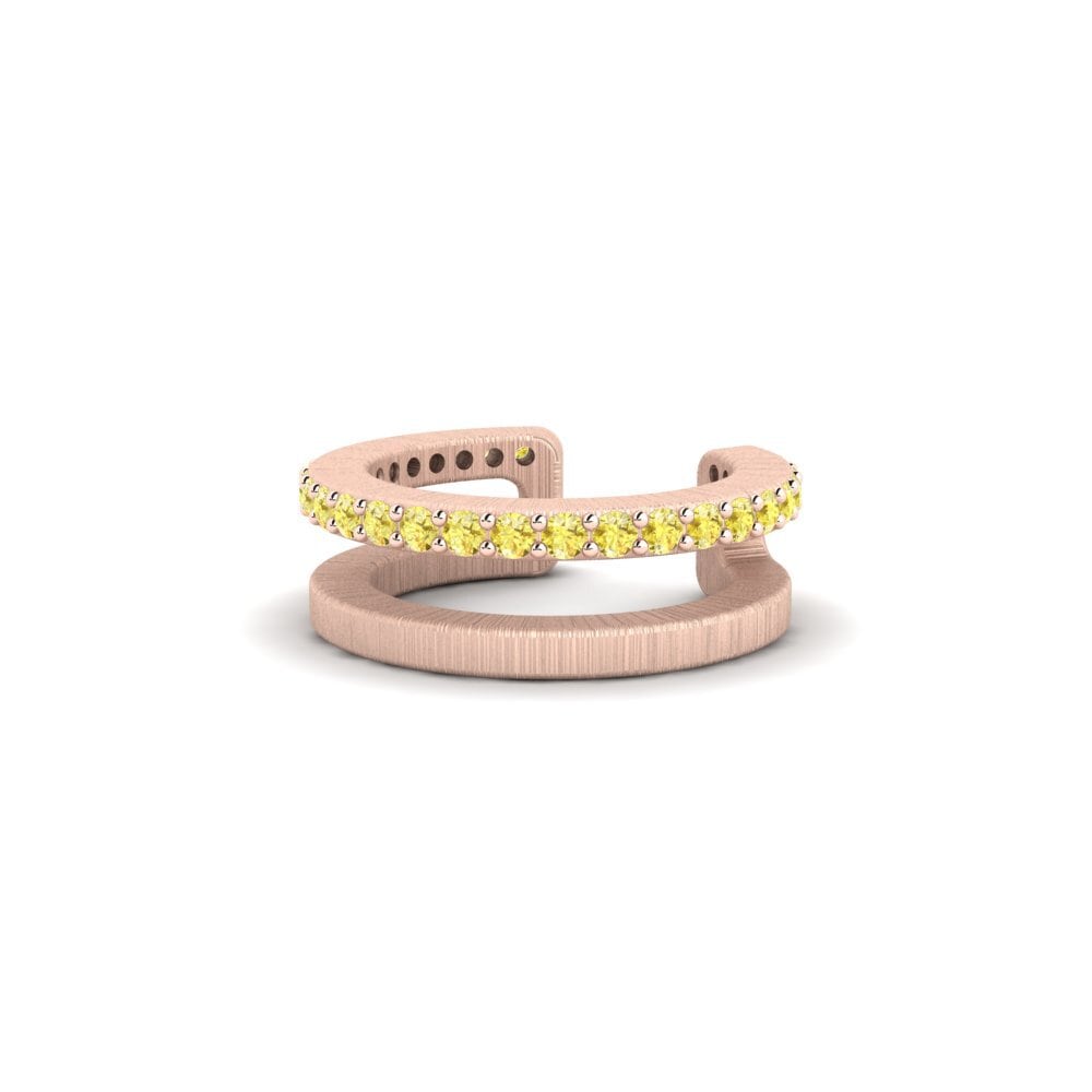 9ct Rose Gold Yellow Sapphire Men's Ear Cuff Flam