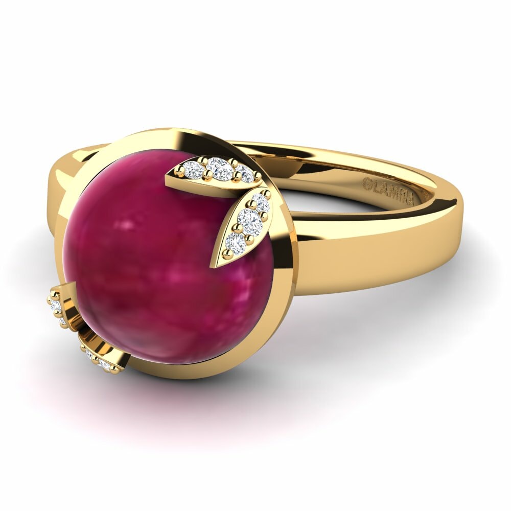 Bagues Or Jaune 18k Rubis Cabochon Cabochon