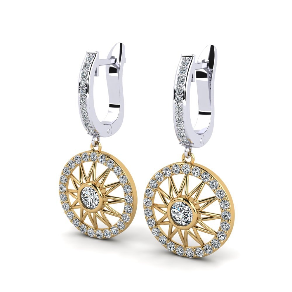 14k Oro Blanco & Amarillo Pendiente de mujer Flantit