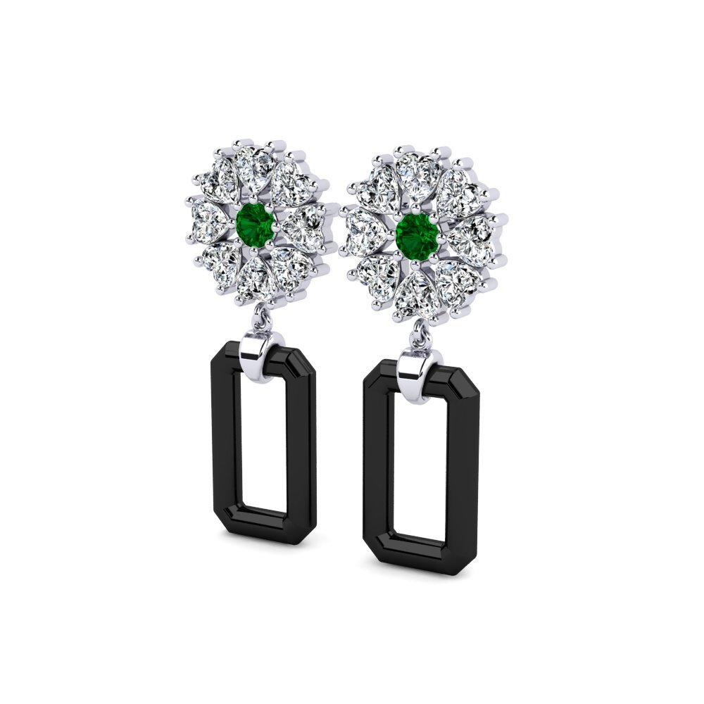White Silver Green Zirconia Women's Earring Fleenor