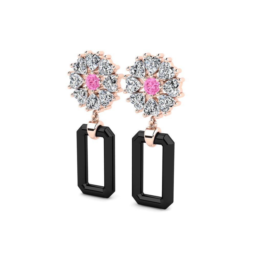 14k Oro Rosa Zafiro Rosado Pendiente de mujer Fleenor