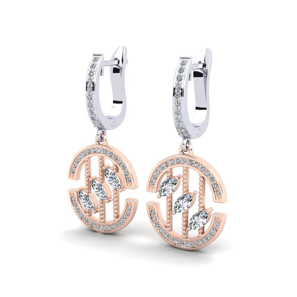 14ct White / Rose Gold Marquise Women's Earring Flement