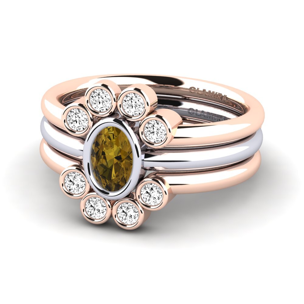 Circón Marrón Anillo Flet SET