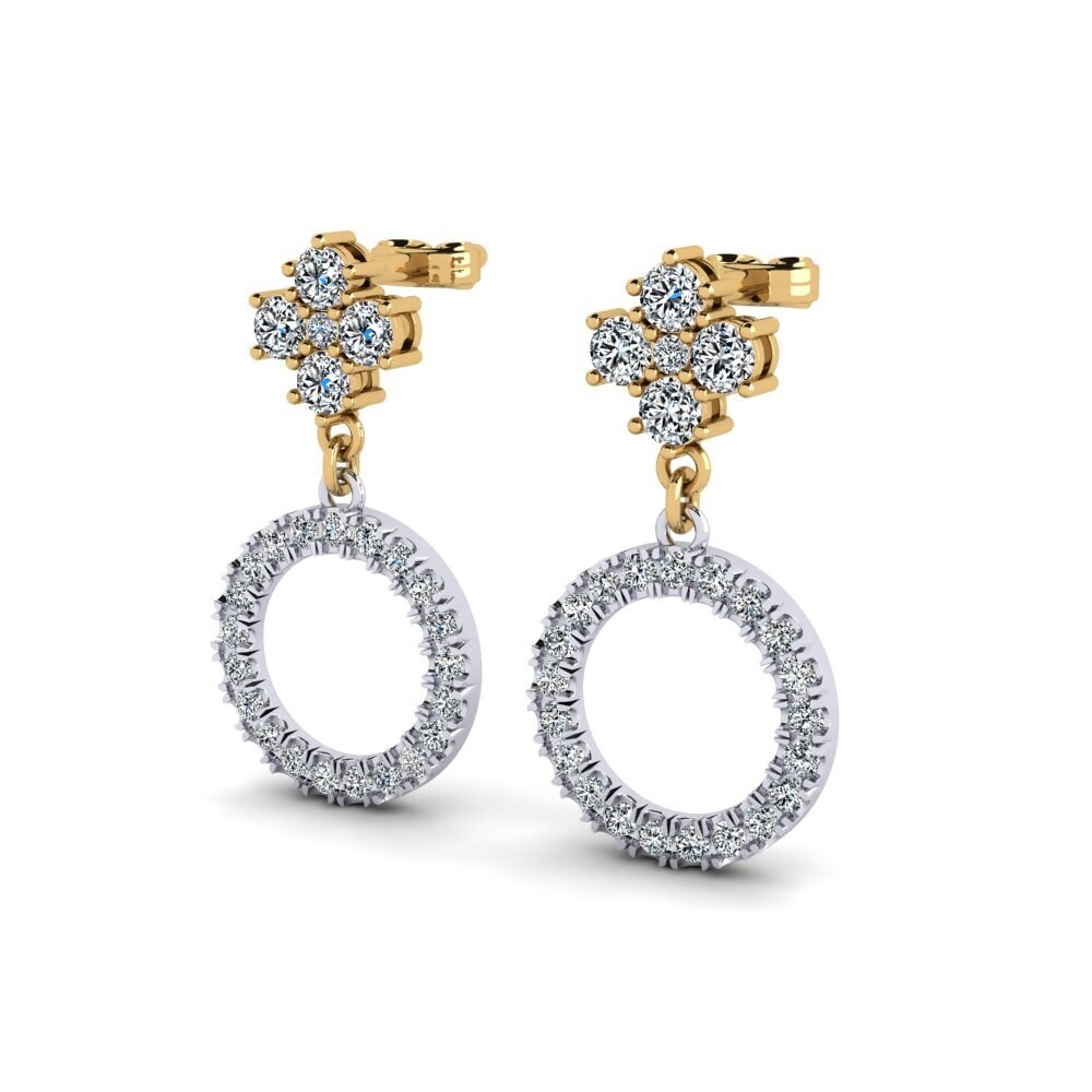 9k Oro Blanco & Amarillo Pendiente de mujer Flood