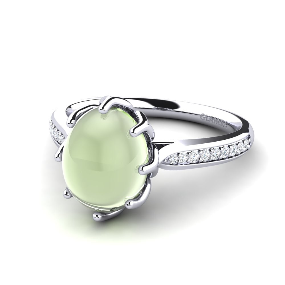 Amatista Verde Cabujón Anillo Florise