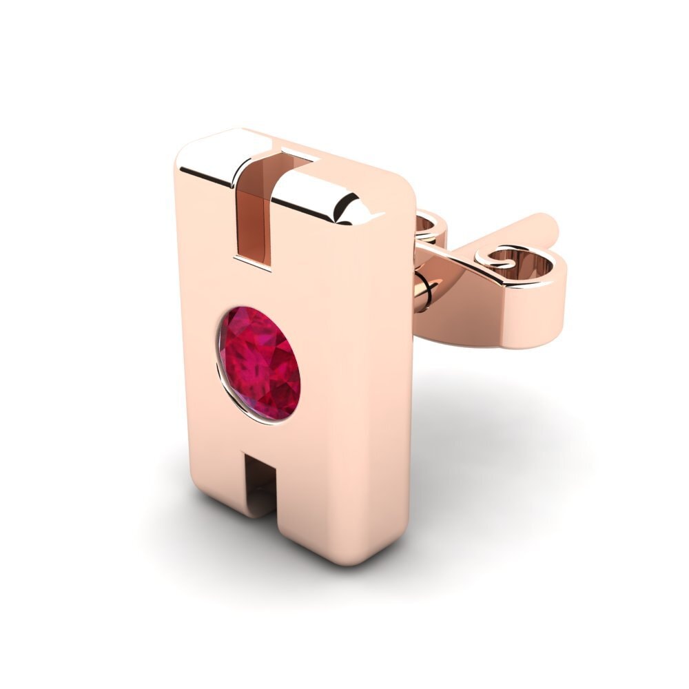 14K Rose Gold Ruby Men's Earring Florus
