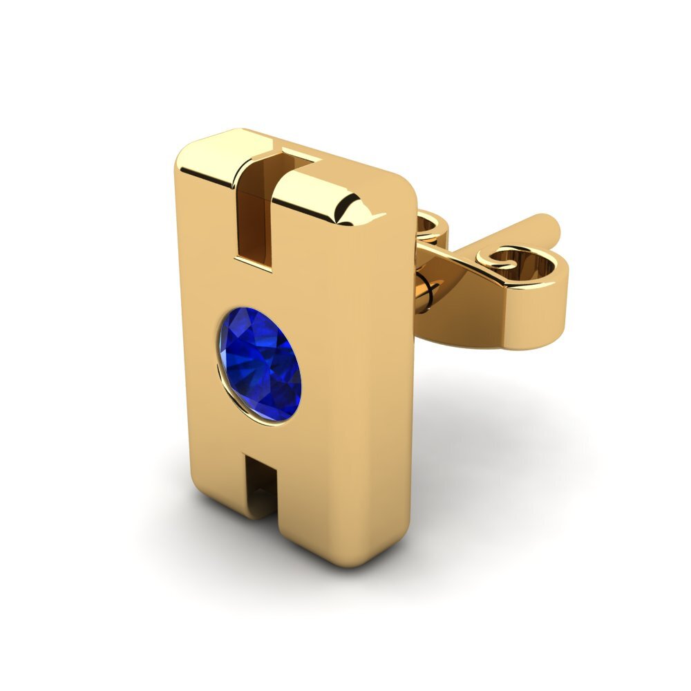 9ct Yellow Gold Sapphire Men's Earring Florus