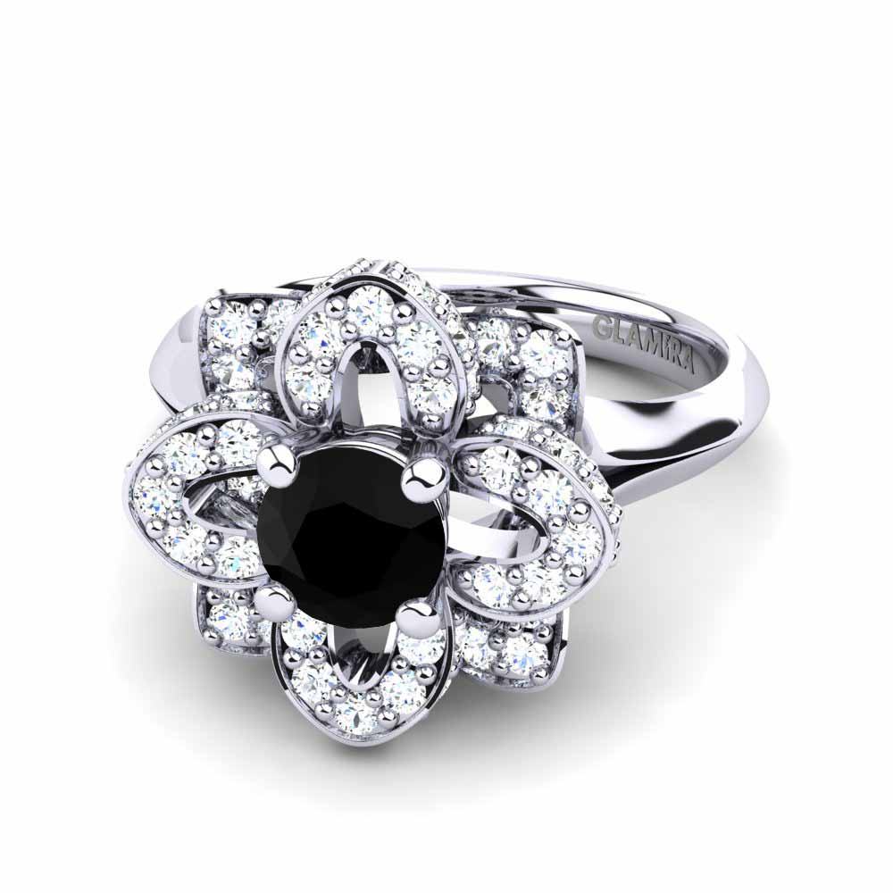 18k Oro Blanco Anillo de compromiso Floret