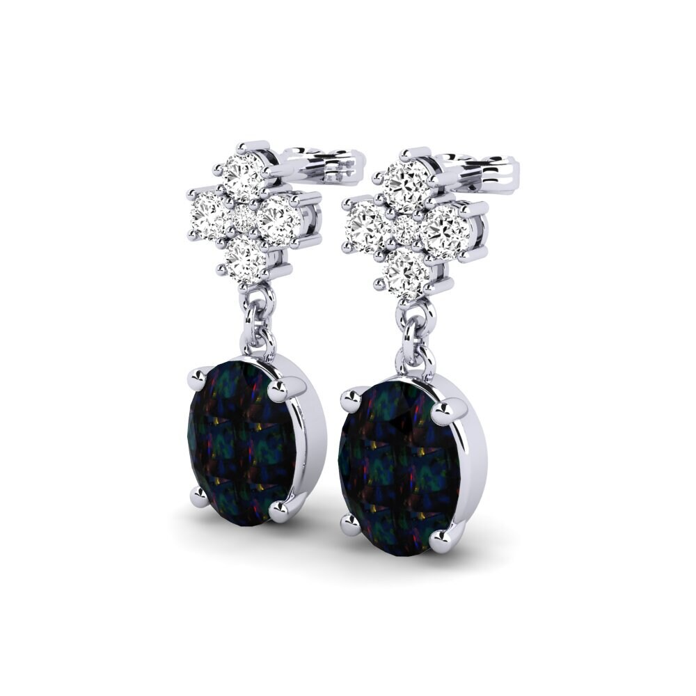 Czarny opal Kolczyk damski Fluor
