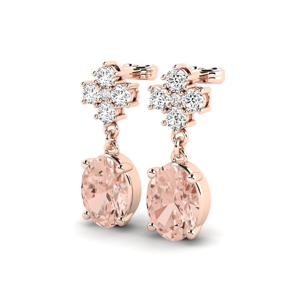 18k Oro Rosa Morganita Pendiente de mujer Fluor