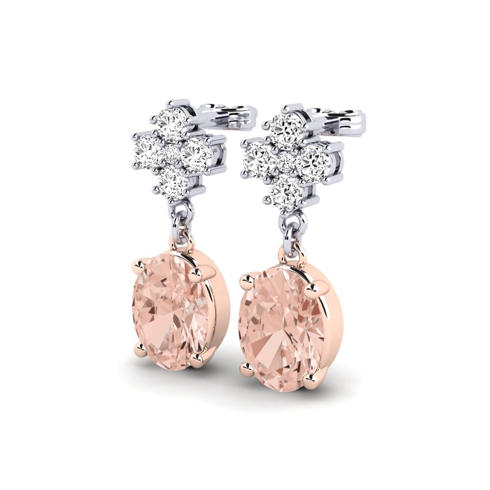 14ct White & Rose Gold Morganite Women's Earring Fluor
