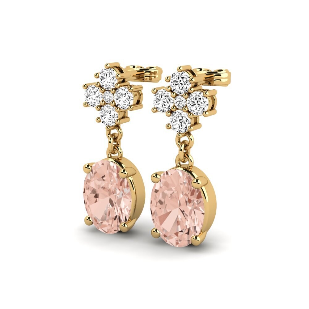 14k Oro Amarillo Morganita Pendiente de mujer Fluor