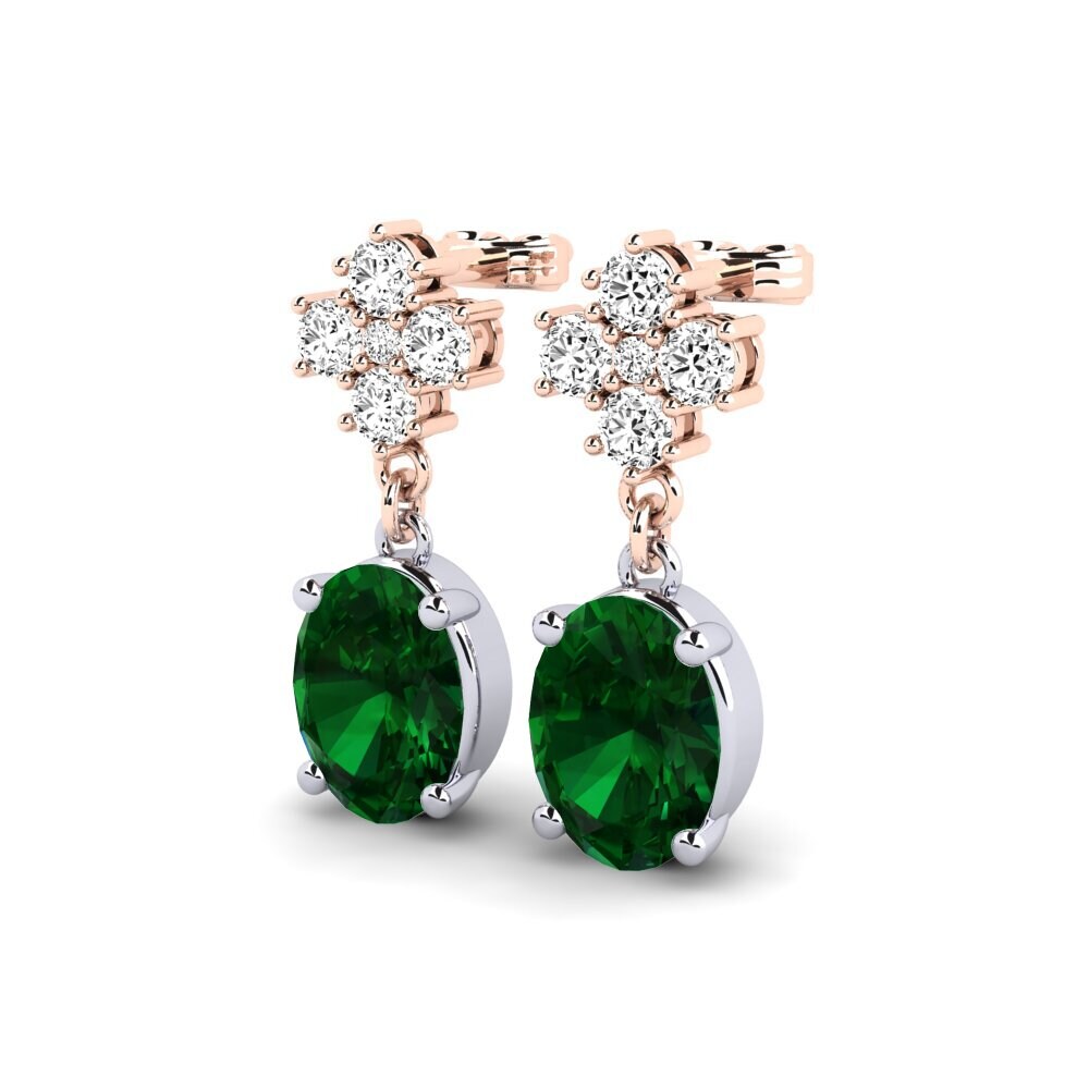 Vermelho & Branco-14K Tsavorite Brincos Feminino Fluor