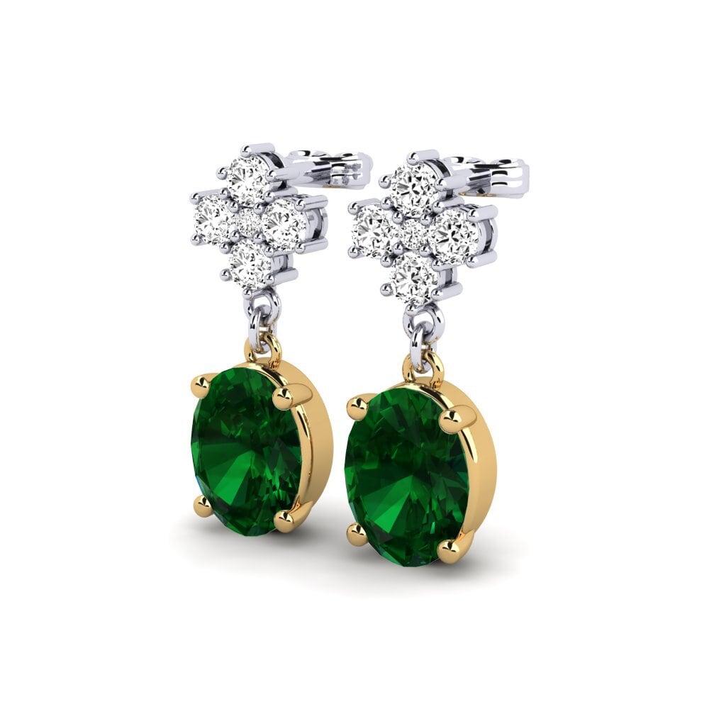 750 Weiß & Gelbgold Tsavorit Damen ohrring Fluor