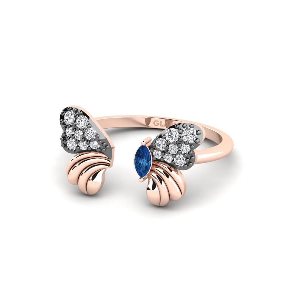 Zircônia azul escuro Anel Fluture