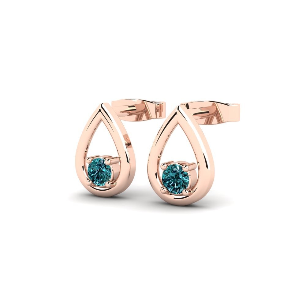 Oro Rosso 750 Diamante Blu Orecchino da donna Flyesans