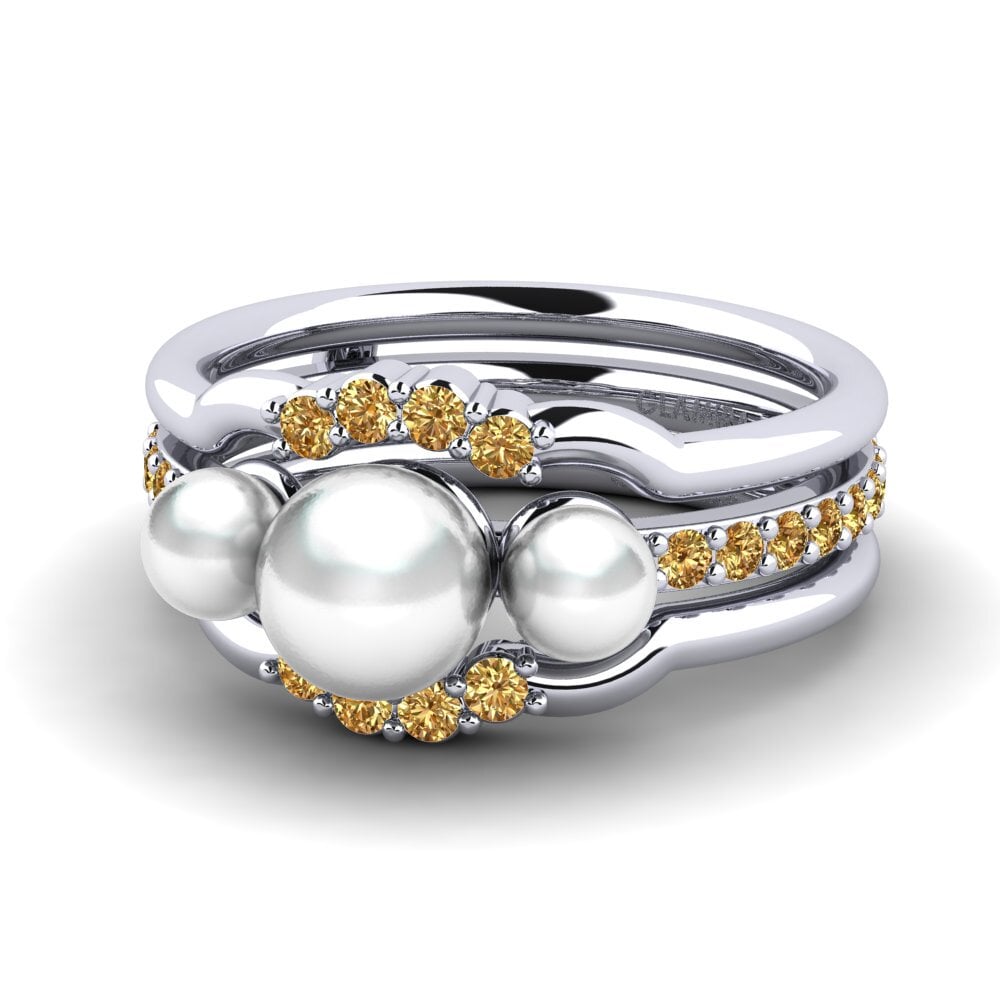 950 Platinum Brown Diamond Ring Foicer SET