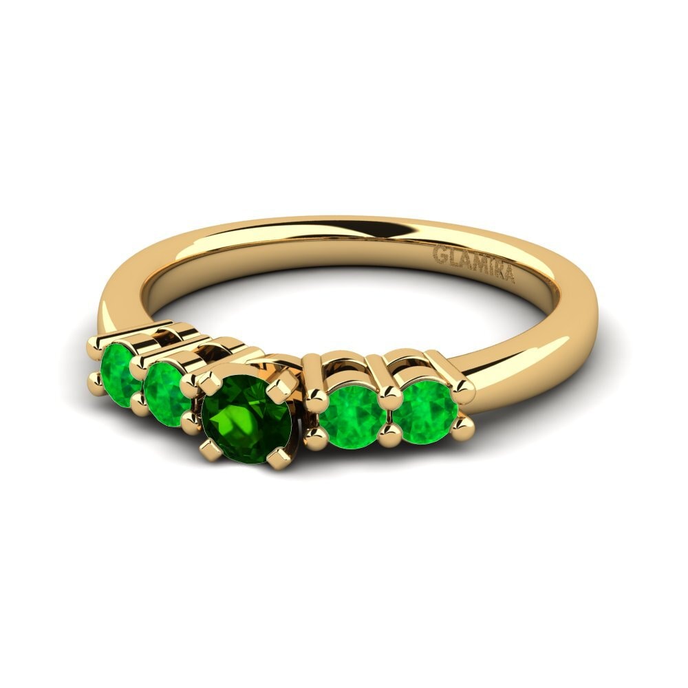 14ct Yellow Gold Green Tourmaline Engagement Ring Fonda 0.16 crt