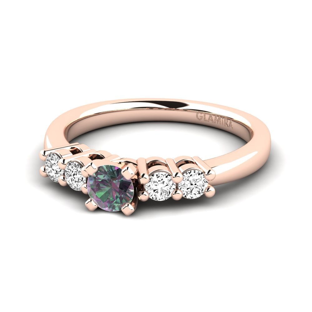 14k Oro Rosa Topacio Místico Anillo de compromiso Fonda